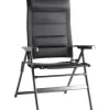 Sedia da campeggio reclinabile brunner "aravel 3d large" in alluminio e 3durafeel nero 49x44x126 cm