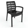 Sedia da esterno con braccioli "borneo" in polipropilene antracite 60,5x54x82 cm
