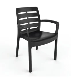 Sedia da esterno con braccioli "borneo" in polipropilene antracite 60,5x54x82 cm