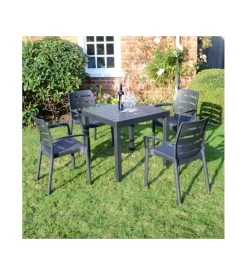 Sedia da esterno con braccioli "borneo" in polipropilene antracite 60,5x54x82 cm