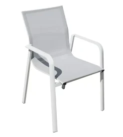 Sedia da esterno con braccioli solaria "samo" impilabile in alluminio bianco 56x61x90 cm