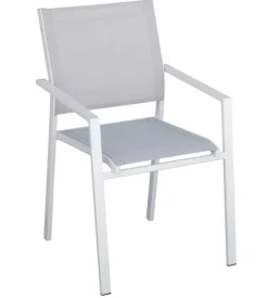 Sedia da esterno con braccioli solaria "zara" in alluminio bianco e grigio chiaro 54x57x89 cm
