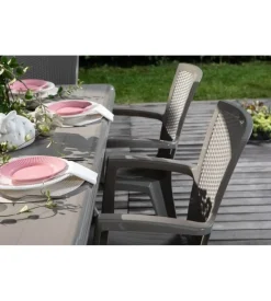 Sedia da esterno con schienale medio "comfort giava" in polipropilene taupe 58x46x90 cm