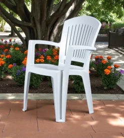 Sedia da esterno con schienale medio "comfort vega" in polipropilene bianco 58x46x90 cm