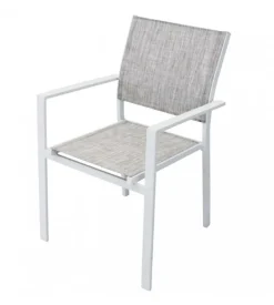 Sedia da esterno elica garden "jamaica" in alluminio e textilene bianco e grigio chiaro 55x58x85 cm
