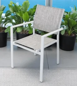 Sedia da esterno elica garden "jamaica" in alluminio e textilene bianco e grigio chiaro 55x58x85 cm