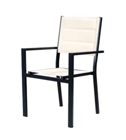 Sedia da esterno eurogarden in alluminio e textilene panna 60x56,5x87 cm