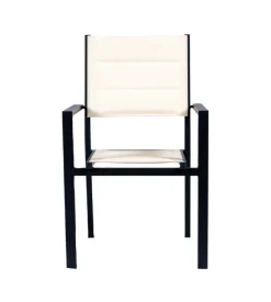Sedia da esterno eurogarden in alluminio e textilene panna 60x56,5x87 cm