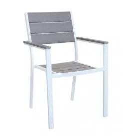 Sedia da esterno impilabile elica garden "cervia" in alluminio e polywood bianco e grigio 58x46,5x87 cm