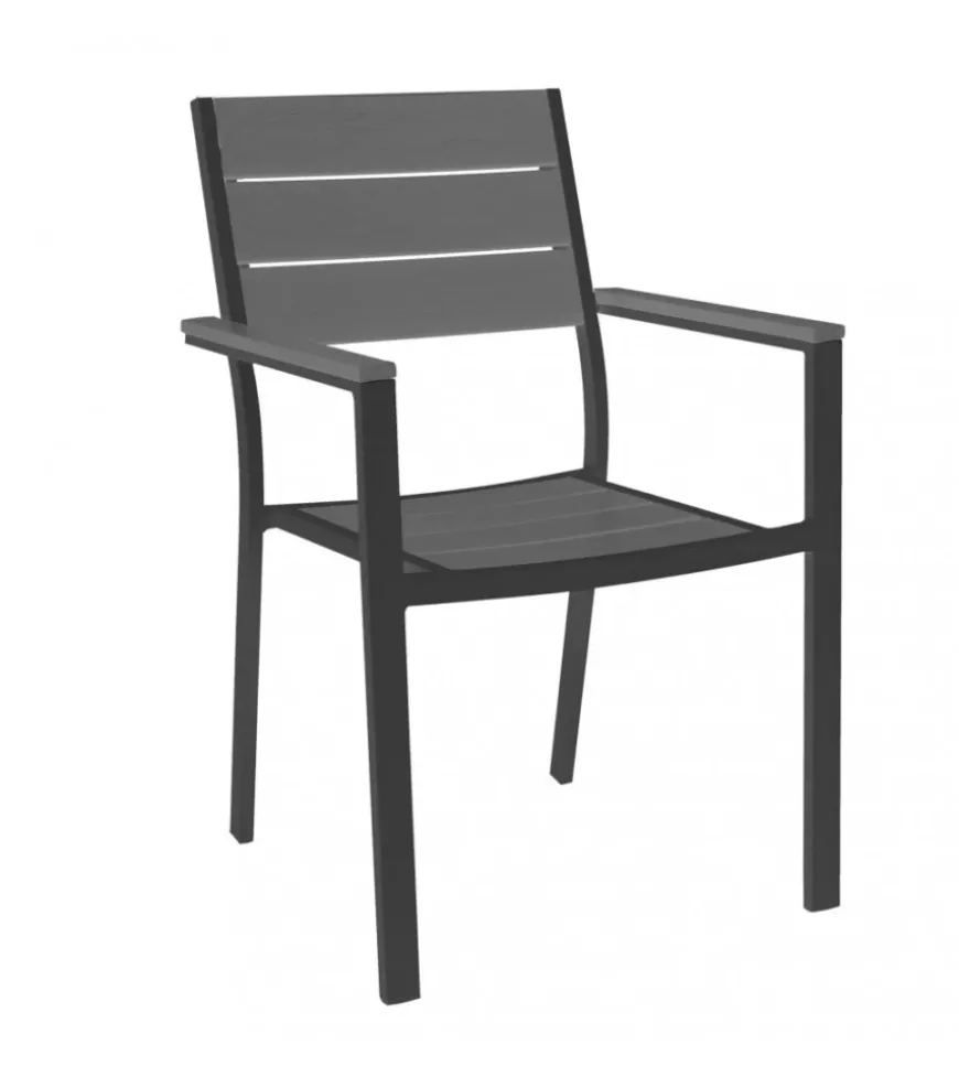 Sedia da esterno impilabile elica garden "cervia" in alluminio e polywood antracite e grigio 58x46,5x87 cm
