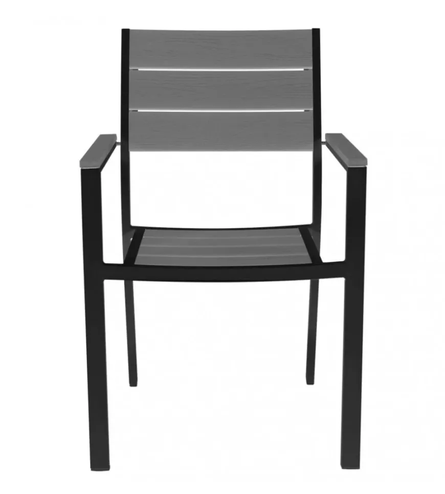 Sedia da esterno impilabile elica garden "cervia" in alluminio e polywood antracite e grigio 58x46,5x87 cm