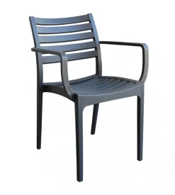 Sedia da esterno impilabile elica garden "eveline" in polipropilene antracite 58,5x55,2x84 cm