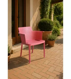 Sedia da esterno impilabile elica garden "cathy" in polipropilene rosso corallo 60x58x76,5 cm