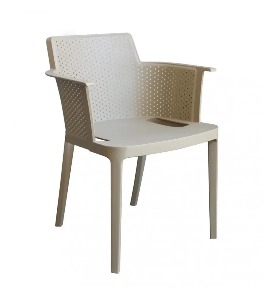 Sedia da esterno impilabile elica garden "cathy" in polipropilene tortora 60x58x76,5 cm