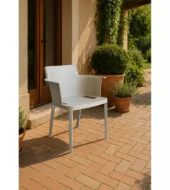 Sedia da esterno impilabile elica garden "cathy" in polipropilene tortora 60x58x76,5 cm