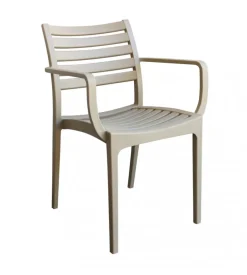 Sedia da esterno impilabile elica garden "eveline" in polipropilene tortora 58,5x55,2x84 cm