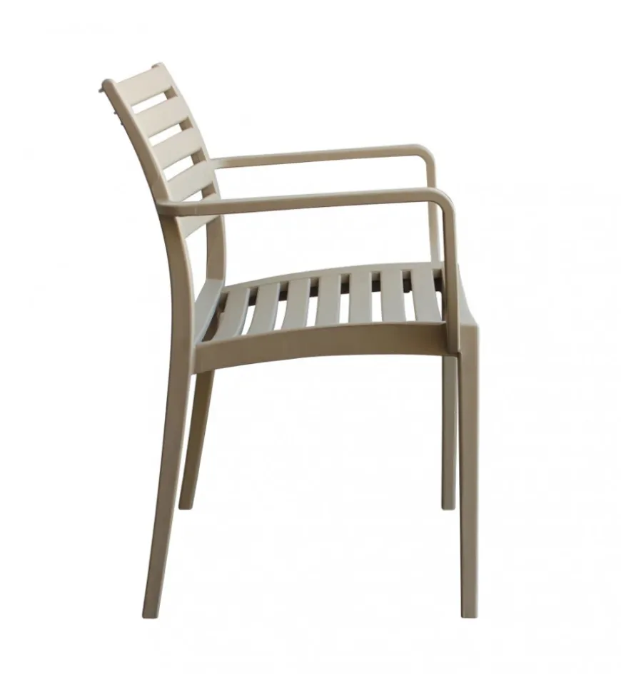 Sedia da esterno impilabile elica garden "eveline" in polipropilene tortora 58,5x55,2x84 cm