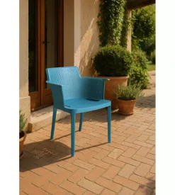 Sedia da esterno impilabile elica garden "cathy" in polipropilene verde petrolio 60x58x76,5 cm