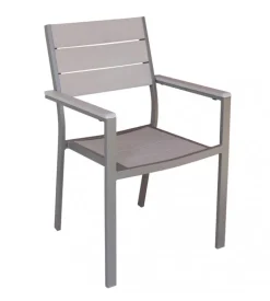 Sedia da esterno impilabile elica garden "cervia" in alluminio e polywood taupe e grigio 58x46,5x87 cm