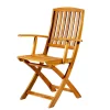 Sedia da esterno pieghevole con braccioli  eurogarden "navis" in legno di acacia 56x53,5x96 cm