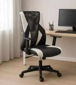 Sedia da gaming bianca e nera, 54x62x95 cm