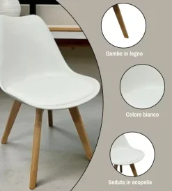 Sedia da pranzo bellahome "castilla" bianco 48x55x81 cm