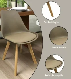 Sedia da pranzo bellahome "castilla" tortora 48x55x81 cm