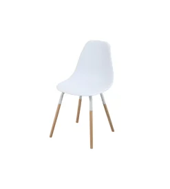 Sedia da pranzo "canaria" bianca e legno, 45,5x47x86 cm