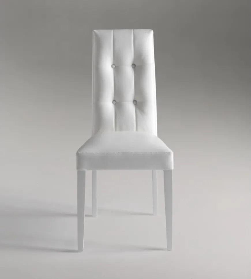 Sedia da pranzo "dallas" in ecopelle bianco 46x45x100 cm
