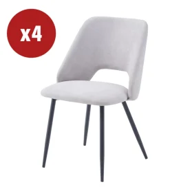 Sedia da pranzo "jamie" in tessuto beige 4 pezzi