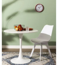 Sedia da pranzo "kelly" bianca con gambe in legno in tinta 6 pezzi