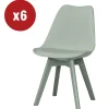 Sedia da pranzo "kelly" verde salvia con gambe in legno in tinta 6 pezzi