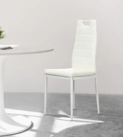 Sedia da pranzo "lanzarote" in ecopelle bianco 42x49x97 cm