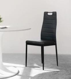 Sedia da pranzo "lanzarote" in ecopelle nero 42x49x97 cm