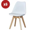 Sedia da pranzo "leila" bianco con gambe in legno 6 pezzi