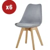 Sedia da pranzo "leila" grigio con gambe in legno 6 pezzi