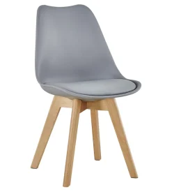 Sedia da pranzo "leila" grigio con gambe in legno 6 pezzi