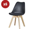 Sedia da pranzo "leila" nero con gambe in legno 6 pezzi