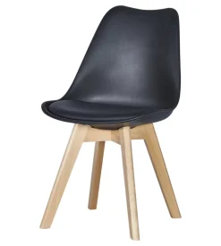 Sedia da pranzo "leila" nero con gambe in legno 6 pezzi