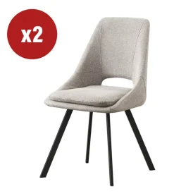 Sedia da pranzo "miranda" in tessuto beige 2 pezzi