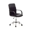 Sedia da ufficio in ecopelle nera, 58x58x94-102 cm