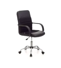Sedia da ufficio in ecopelle nera, 58x58x94-102 cm