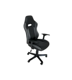 Sedia da ufficio in ecopelle nera, 65x63x109-118 cm