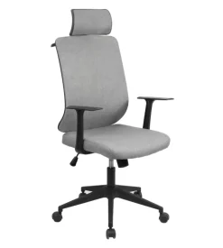 Sedia da ufficio traspirante bellahome "yale" con braccioli, poggiatesta regolabile, appendigiacca in tessuto grigio 62x65x114-123 cm