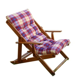 Sedia sdraio "alessia" in pino naturale con cuscino e schienale regolabile