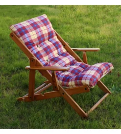 Sedia sdraio "alessia" in pino naturale con cuscino e schienale regolabile