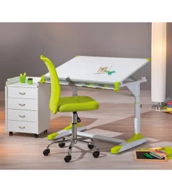 Sedia ufficio in tessuto con ruote, verde