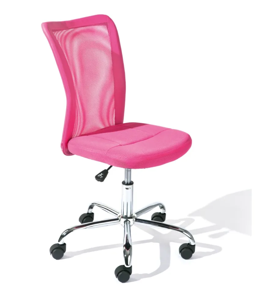 Sedia ufficio in tessuto con ruote, fuxia