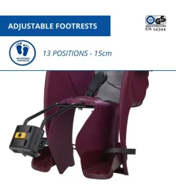 Seggiolino posteriore per bicicletta bellelli "mr fox" luxe red, portata massima 15 kg