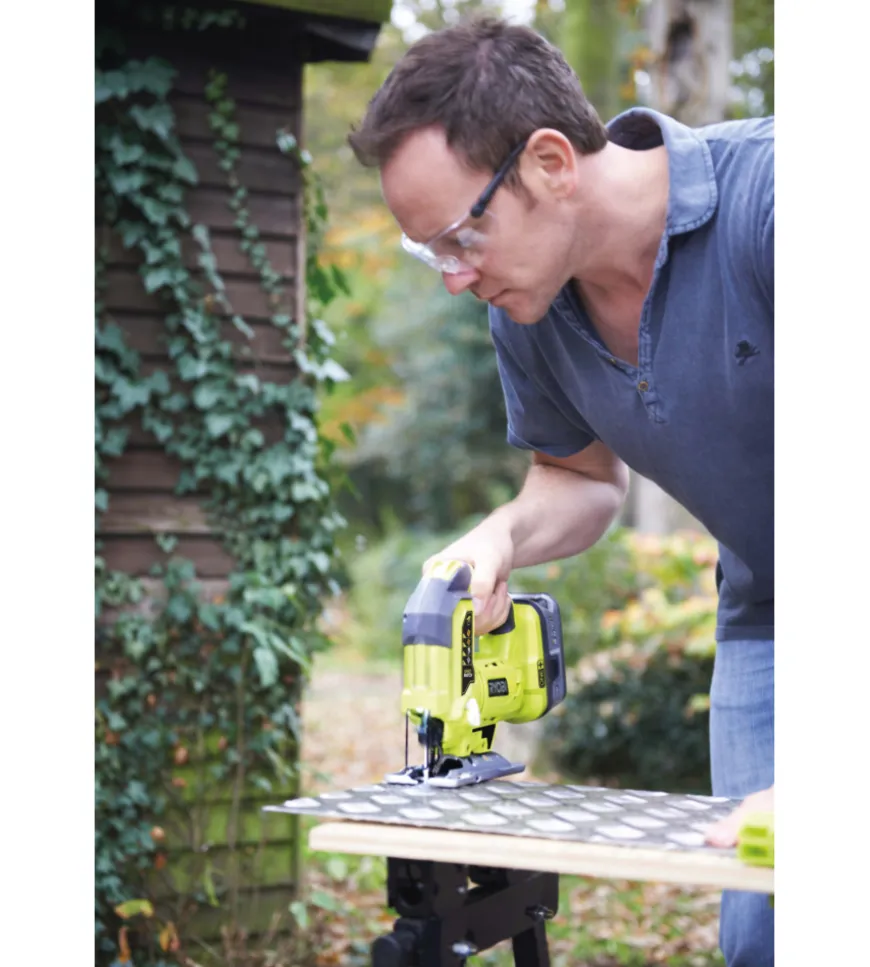 Seghetto alternativo pendolare a batteria ryobi "r18js-0" 25mm 18v, solo corpo macchina